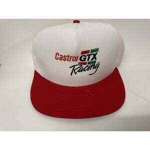 Vtg. 1990's NASCAR Castrol GTX Racing White & Red Snap Back Hat USA Made New